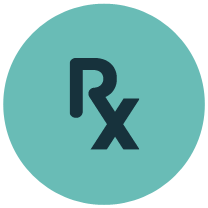 Symbols R and X in a circle suggesting medication