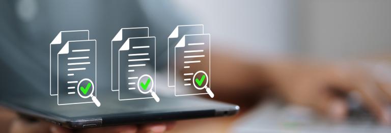 digital reports on a blurred screen