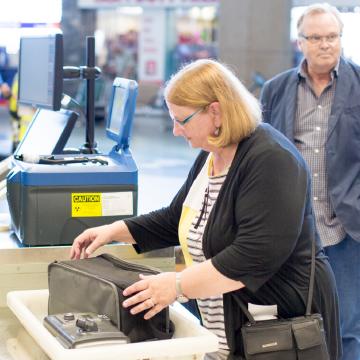 Passenger with CPAP machine at the checkpoint
